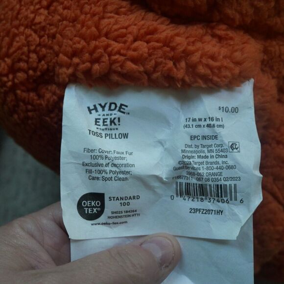 NEW Hyde and Eek! Sherpa Pumpkin Toss Throw Pillow Halloween Fall SET OF 2 - Picture 6 of 7